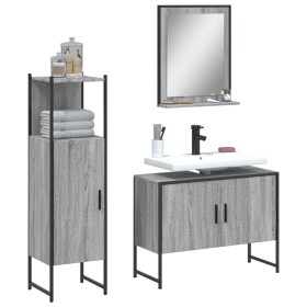 Set de muebles de baño 3 pzas madera contrachapada gris sonoma de vidaXL, Muebles de baño - Ref: Foro24-3214352, Precio: 145,...