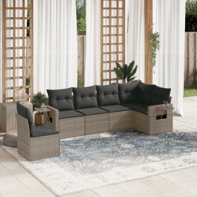 Set de muebles de jardín 6 pzas y cojines ratán sintético gris en Conjuntos de jardín | Comprar online en Foru.es