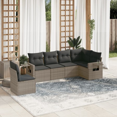 Set de muebles de jardín 6 pzas y cojines ratán sintético gris en Conjuntos de jardín | Comprar online en Foru.es