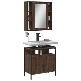 Set de muebles baño 2 pzas madera contrachapada marrón roble de vidaXL, Muebles de baño - Ref: Foro24-3214719, Precio: 124,92...