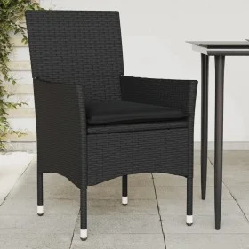 Sillones de jardín con cojines 2 uds ratán sintético negro de vidaXL, Sillas de jardín - Ref: Foro24-368109, Precio: 135,56 €...