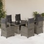 Set comedor jardín 7 pzas y cojines ratán sintético gris de vidaXL, Conjuntos de jardín - Ref: Foro24-3212924, Precio: 950,53...