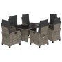 Set comedor jardín 7 pzas y cojines ratán sintético gris de vidaXL, Conjuntos de jardín - Ref: Foro24-3212924, Precio: 950,53...