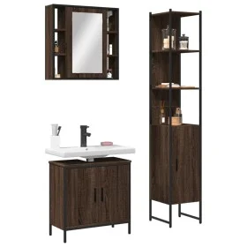 Set de muebles de baño 3 pzas madera contrachapada roble marrón de vidaXL, Muebles de baño - Ref: Foro24-3214744, Precio: 210...