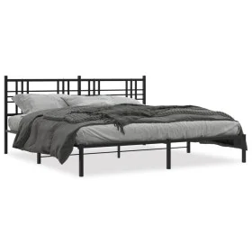 Estructura de cama con cabecero metal negro 200x200 cm de vidaXL, Camas y somieres - Ref: Foro24-376331, Precio: 124,09 €, De...