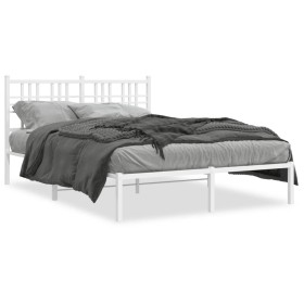 Estructura de cama de metal con cabecero blanca 140x190 cm de vidaXL, Camas y somieres - Ref: Foro24-376373, Precio: 109,29 €...