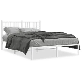 Metallbettgestell mit weißem Kopfteil 140x190 cm von vidaXL, Betten und Lattenroste - Ref: Foro24-376373, Preis: 107,51 €, Ra...