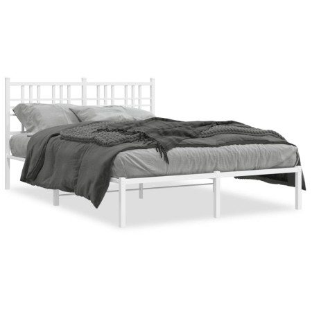 Estructura de cama de metal con cabecero blanca 140x190 cm de vidaXL, Camas y somieres - Ref: Foro24-376373, Precio: 109,29 €...
