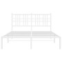 Estructura de cama de metal con cabecero blanca 140x190 cm de vidaXL, Camas y somieres - Ref: Foro24-376373, Precio: 109,29 €...