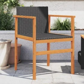 Sillas de jardín 2 uds madera maciza y ratán sintético negro de vidaXL, Sillas de jardín - Ref: Foro24-368708, Precio: 117,49...