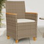 Sillas de jardín con cojín 2 uds ratán PE beige y madera acacia de vidaXL, Sillas de jardín - Ref: Foro24-368722, Precio: 212...