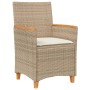 Sillas de jardín con cojín 2 uds ratán PE beige y madera acacia de vidaXL, Sillas de jardín - Ref: Foro24-368722, Precio: 212...