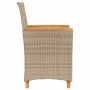 Sillas de jardín con cojín 2 uds ratán PE beige y madera acacia de vidaXL, Sillas de jardín - Ref: Foro24-368722, Precio: 212...