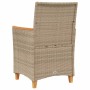 Sillas de jardín con cojín 2 uds ratán PE beige y madera acacia de vidaXL, Sillas de jardín - Ref: Foro24-368722, Precio: 212...