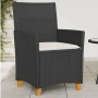Sillas de jardín con cojín 2 uds ratán PE negro y madera acacia de vidaXL, Sillas de jardín - Ref: Foro24-368717, Precio: 202...