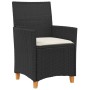 Sillas de jardín con cojín 2 uds ratán PE negro y madera acacia de vidaXL, Sillas de jardín - Ref: Foro24-368717, Precio: 202...