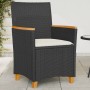 Sillas de jardín con cojín 2 uds ratán PE negro y madera acacia de vidaXL, Sillas de jardín - Ref: Foro24-368720, Precio: 208...