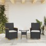 Sillas de jardín con cojín 2 uds ratán PE negro y madera acacia de vidaXL, Sillas de jardín - Ref: Foro24-368720, Precio: 208...