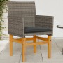 Sillas de jardín y cojines 2 uds ratán PE gris y madera maciza de vidaXL, Sillas de jardín - Ref: Foro24-368715, Precio: 204,...