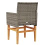 Sillas de jardín y cojines 2 uds ratán PE gris y madera maciza de vidaXL, Sillas de jardín - Ref: Foro24-368715, Precio: 204,...