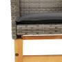 Sillas de jardín y cojines 2 uds ratán PE gris y madera maciza de vidaXL, Sillas de jardín - Ref: Foro24-368715, Precio: 204,...