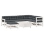 Set muebles jardín con cojines 8 pzas madera maciza pino blanco de vidaXL, Conjuntos de jardín - Ref: Foro24-3250577, Precio:...
