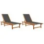 Tumbonas 2 unidades madera maciza de acacia y textileno negro de vidaXL, Tumbonas - Ref: Foro24-3279247, Precio: 301,88 €, De...