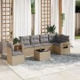 Set sofás de jardín 7 piezas y cojines ratán sintético beige en Conjuntos de jardín | Comprar online en Foru.es