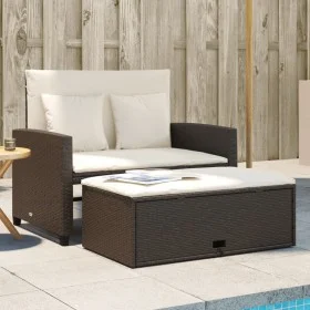 Sofá de jardín con cojines 2 plazas ratán sintético marrón by vidaXL, Outdoor sofas - Ref: Foro24-365133, Price: 271,68 €, Di...