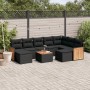 Set de sofás de jardín 10 pzas cojines ratán sintético negro de vidaXL, Conjuntos de jardín - Ref: Foro24-3260627, Precio: 59...