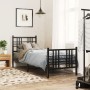 Estructura de cama con cabecero y estribo metal negro 80x200 cm de vidaXL, Camas y somieres - Ref: Foro24-376333, Precio: 81,...
