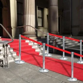 Airport-style ribbon barrier with silver steel supports by vidaXL, Safety barriers - Ref: Foro24-51160, Price: 64,02 €, Disco...