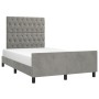 Estructura cama con cabecero terciopelo gris claro 120x190 cm de vidaXL, Camas y somieres - Ref: Foro24-3270596, Precio: 194,...