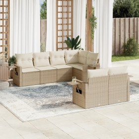 Set sofás de jardín 7 piezas y cojines ratán sintético beige en Conjuntos de jardín | Comprar online en Foru.es