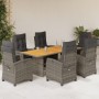Set comedor jardín 7 pzas y cojines ratán sintético gris de vidaXL, Conjuntos de jardín - Ref: Foro24-3212710, Precio: 914,74...