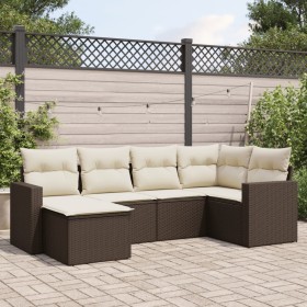Set sofás de jardín 6 piezas y cojines ratán sintético marrón de vidaXL, Conjuntos de jardín - Ref: Foro24-3219253, Precio: 3...