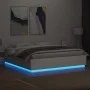 Estructura cama y luces LED madera ingeniería blanca 200x200 cm de vidaXL, Camas y somieres - Ref: Foro24-3209583, Precio: 19...