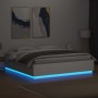 Estructura cama y luces LED madera ingeniería blanca 200x200 cm de vidaXL, Camas y somieres - Ref: Foro24-3209583, Precio: 19...