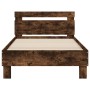 Cama con cabecero madera de ingeniería roble ahumado 100x200 cm de vidaXL, Camas y somieres - Ref: Foro24-838530, Precio: 78,...
