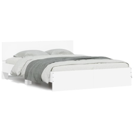 Estructura de cama con cabecero y luces LED blanco 150x200 cm de vidaXL, Camas y somieres - Ref: Foro24-3207602, Precio: 164,...