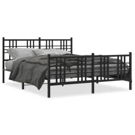 Estructura de cama cabecero y estribo metal negro 150x200 cm de vidaXL, Camas y somieres - Ref: Foro24-376344, Precio: 131,68...