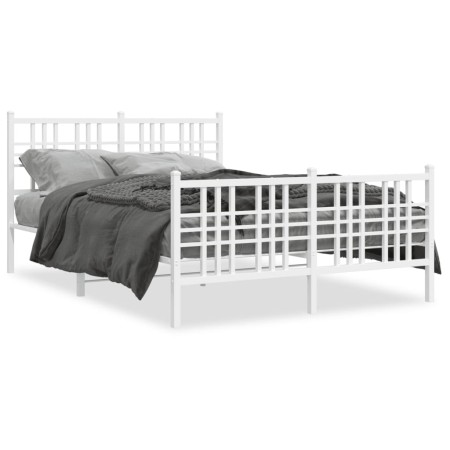 Estructura cama metal con cabecero y estribo blanco 140x200 cm de vidaXL, Camas y somieres - Ref: Foro24-376392, Precio: 132,...