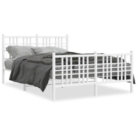 Estructura cama con cabecero y estribo metal blanco 137x190 cm de vidaXL, Camas y somieres - Ref: Foro24-376390, Precio: 109,...