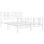 Estructura cama con cabecero y estribo metal blanco 137x190 cm de vidaXL, Camas y somieres - Ref: Foro24-376390, Precio: 108,...