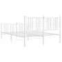 Estructura cama con cabecero y estribo metal blanco 137x190 cm de vidaXL, Camas y somieres - Ref: Foro24-376390, Precio: 108,...