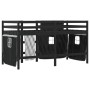Cama alta niños con cortinas madera pino blanco negro 90x200 cm de vidaXL, Camas y somieres - Ref: Foro24-3283823, Precio: 19...