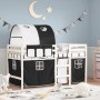 Cama alta niños con túnel madera pino blanco negro 90x190 cm de vidaXL, Camas y somieres - Ref: Foro24-3283856, Precio: 220,9...