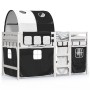 Cama alta niños con túnel madera pino blanco negro 90x190 cm de vidaXL, Camas y somieres - Ref: Foro24-3283856, Precio: 220,9...