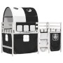 Cama alta niños con túnel madera pino blanco negro 90x190 cm de vidaXL, Camas y somieres - Ref: Foro24-3283856, Precio: 220,9...