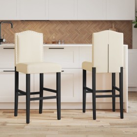 Taburetes altos 2 uds madera maciza de caucho y tela de vidaXL, Taburetes de cocina - Ref: Foro24-4006209, Precio: 112,65 €, ...